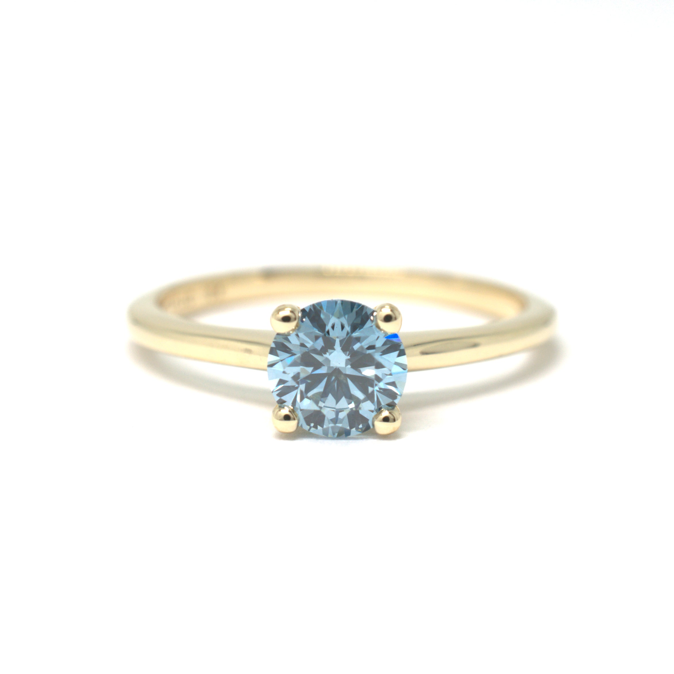 10K Yellow Gold Solitaire with 0.70ct Blue Lab-Grown Round Diamond