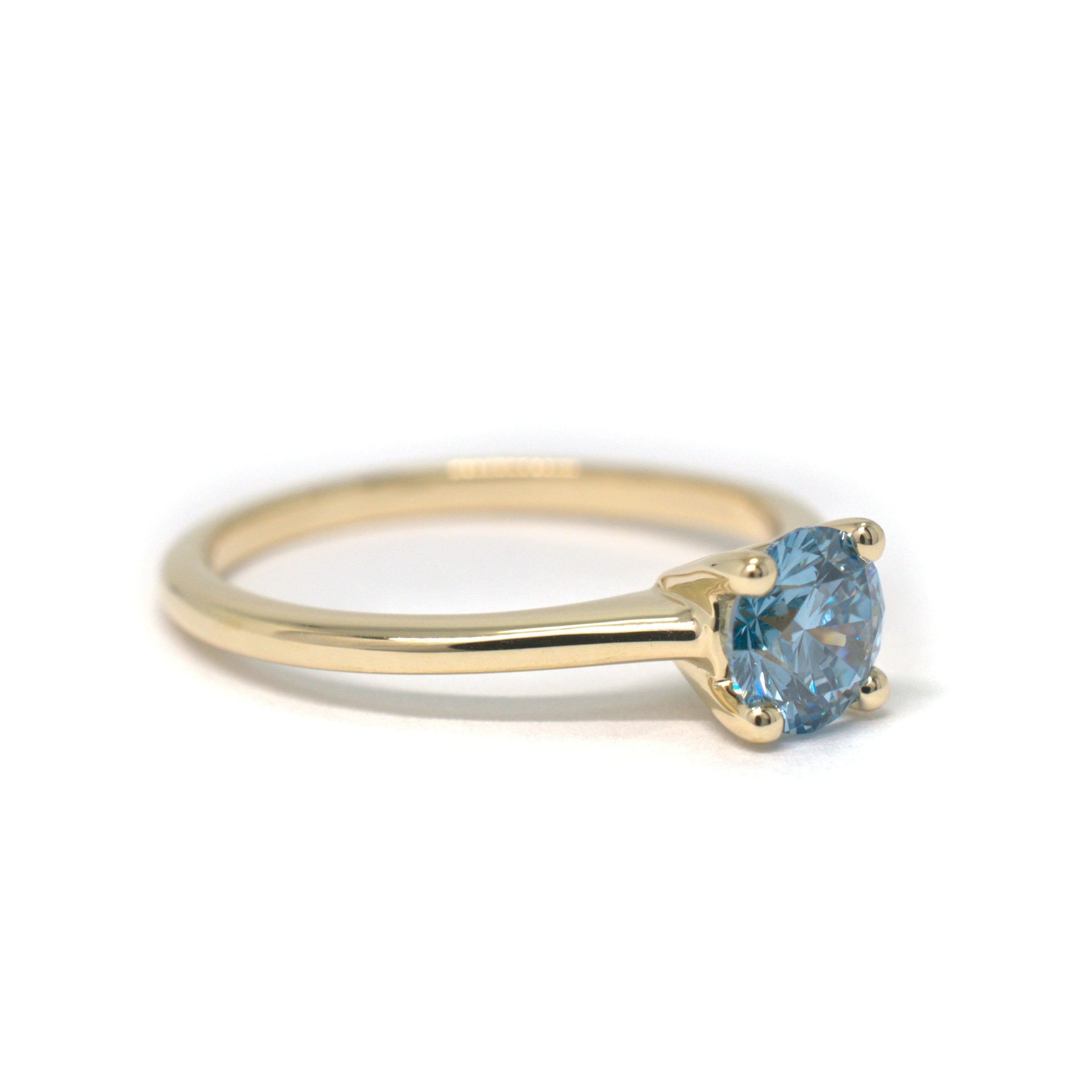 10K Yellow Gold Solitaire with 0.70ct Blue Lab-Grown Round Diamond