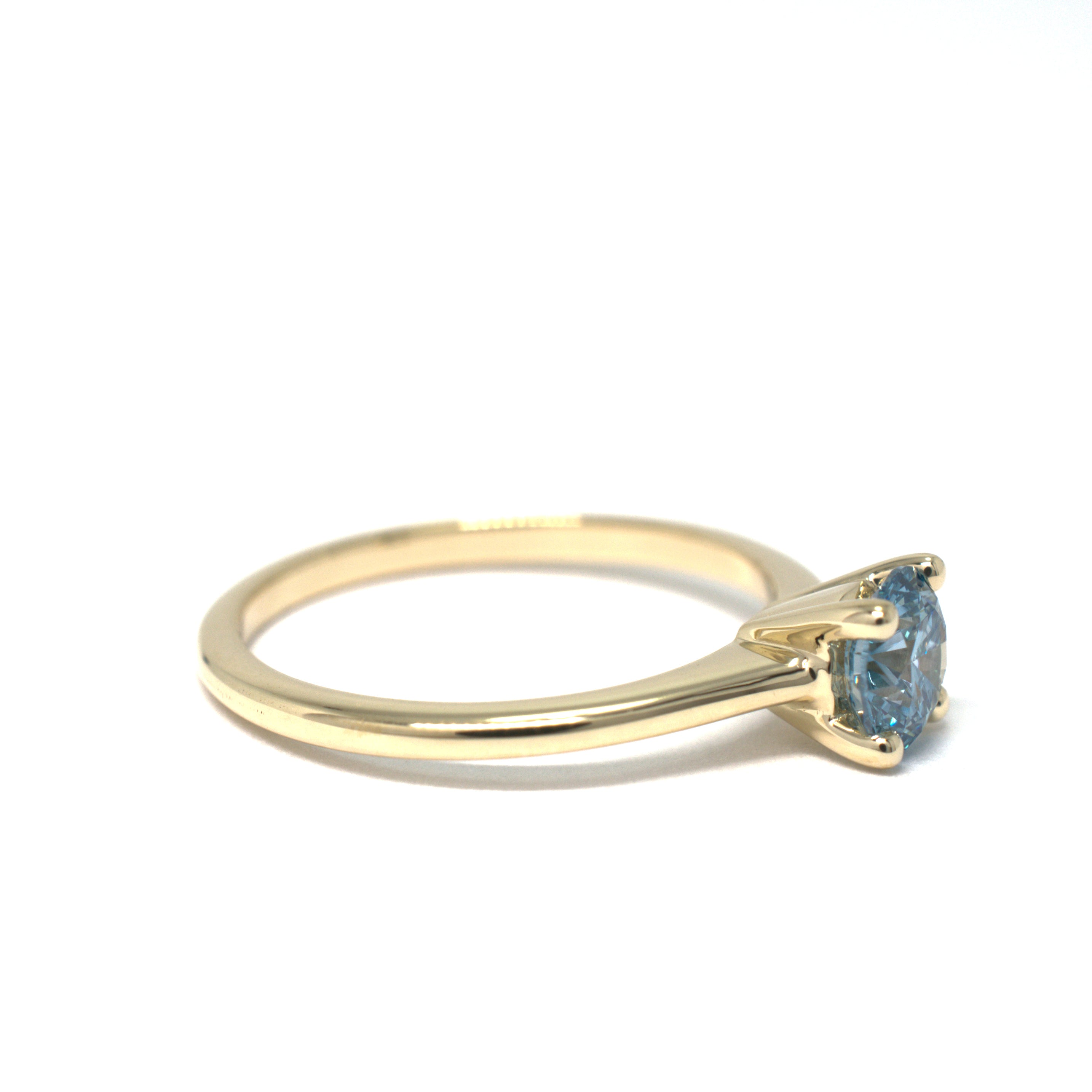 10K Yellow Gold Solitaire with 0.70ct Blue Lab-Grown Round Diamond