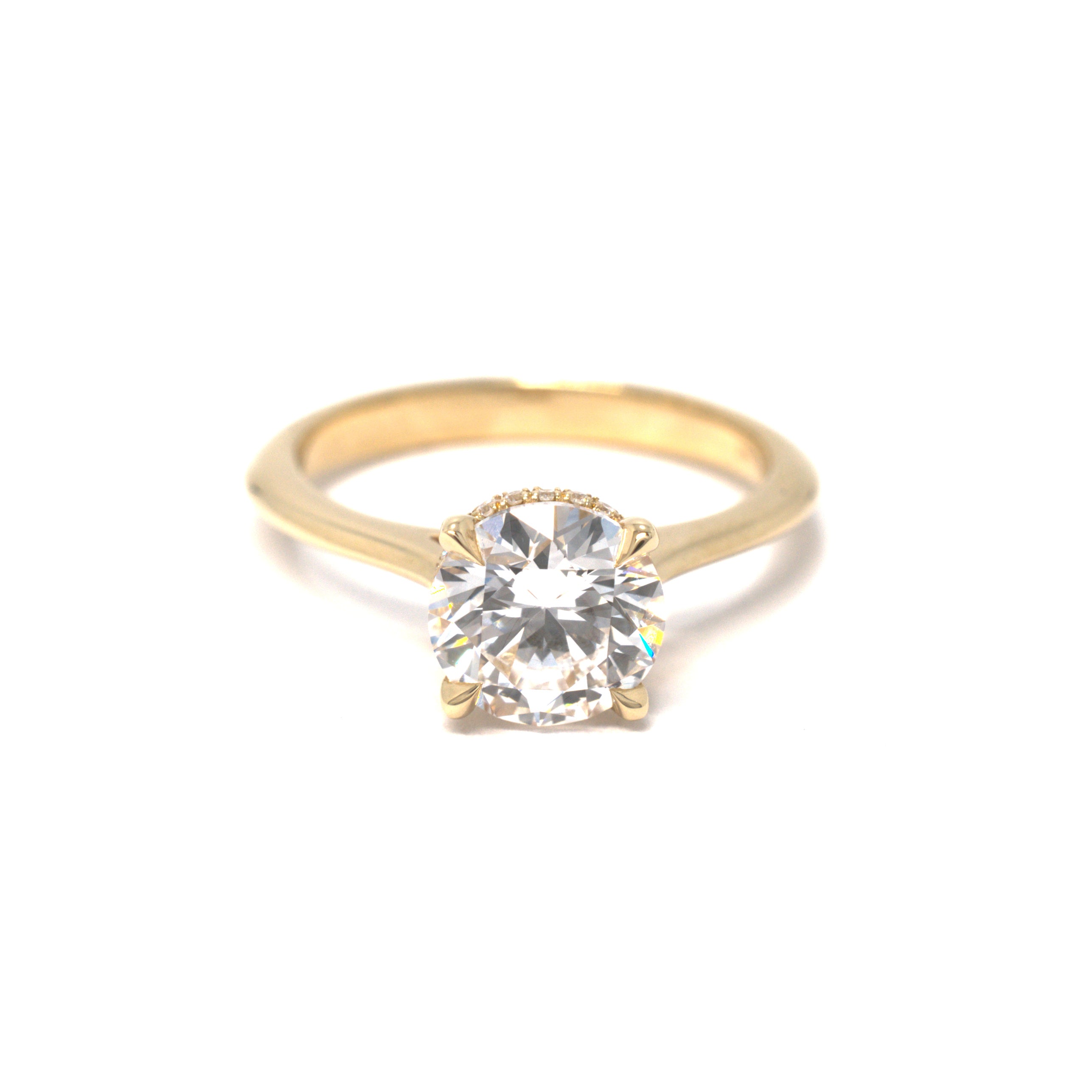 14K Yellow Gold Solitaire with 1.5ct Lab-Grown Round Diamond and Hidden Lab Diamond Halo